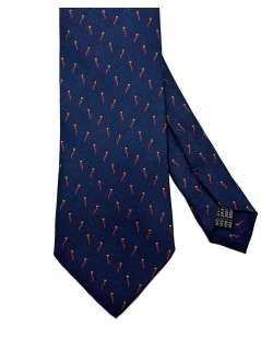 Cravatta in seta twill blu disegno cornetto