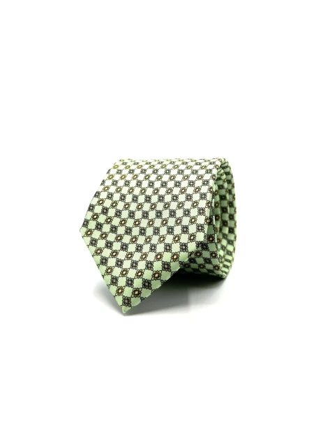 Cravatta in seta twill verde chiaro microfantasia bicolore