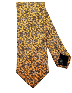 Cravatta in seta twill arancione micropaisley