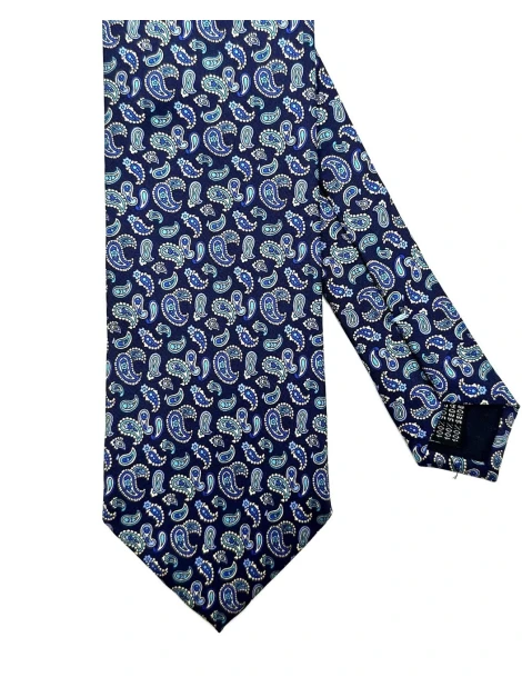 Cravatta in seta twill blu micropaisley