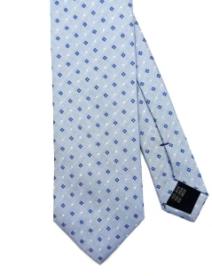 Cravatta in seta jacquard celeste microfantasia blu
