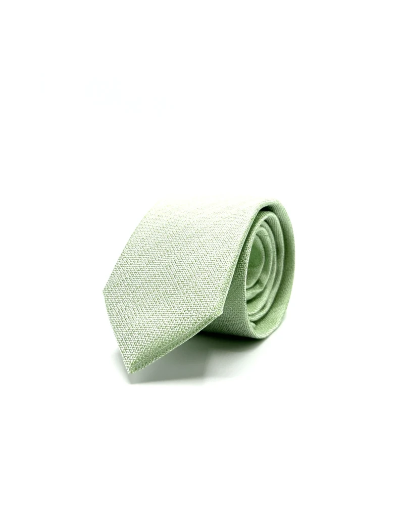 Cravatta Slim In Seta Tinta Unita Verde Chiaro