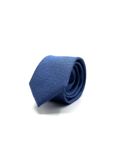 Cravatta Slim In Seta Tinta Unita Blu Royal
