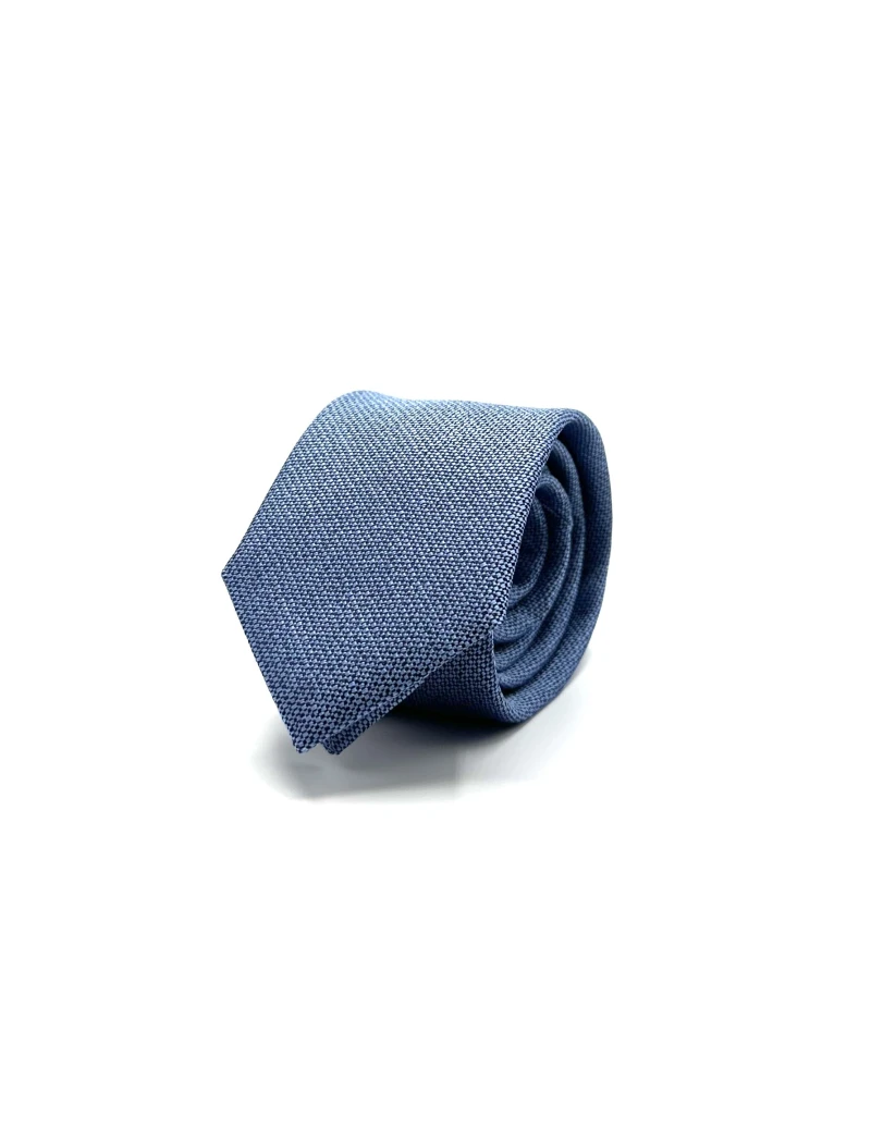 Cravatta Slim In Seta Tinta Unita Blu Avion