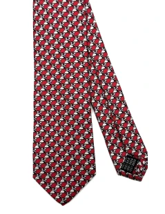 Cravatta slim in seta twill rossa pinguino