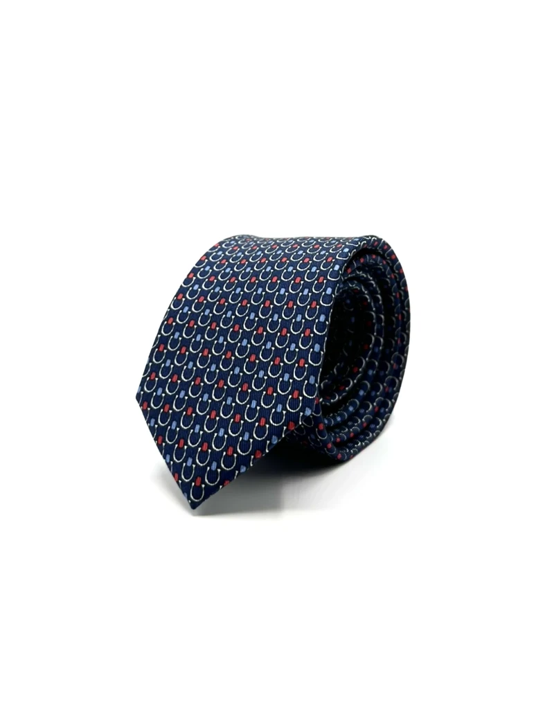 Cravatta slim in seta twill blu gancetti