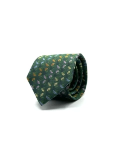 Cravatta in seta limited edition verde girasoli colorati