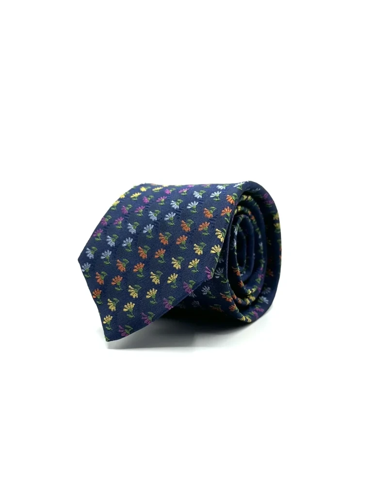 Cravatta in seta limited edition blu girasoli colorati