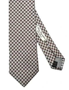 Cravatta in seta jacquard microfantasia marrone
